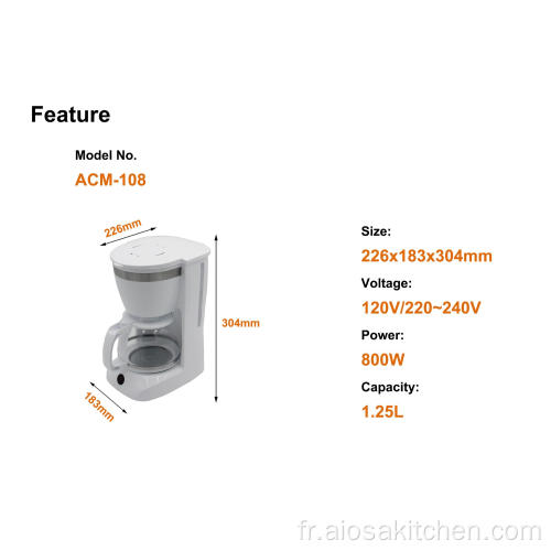 Cafetière à bocal thermique en acier inoxydable garde au chaud